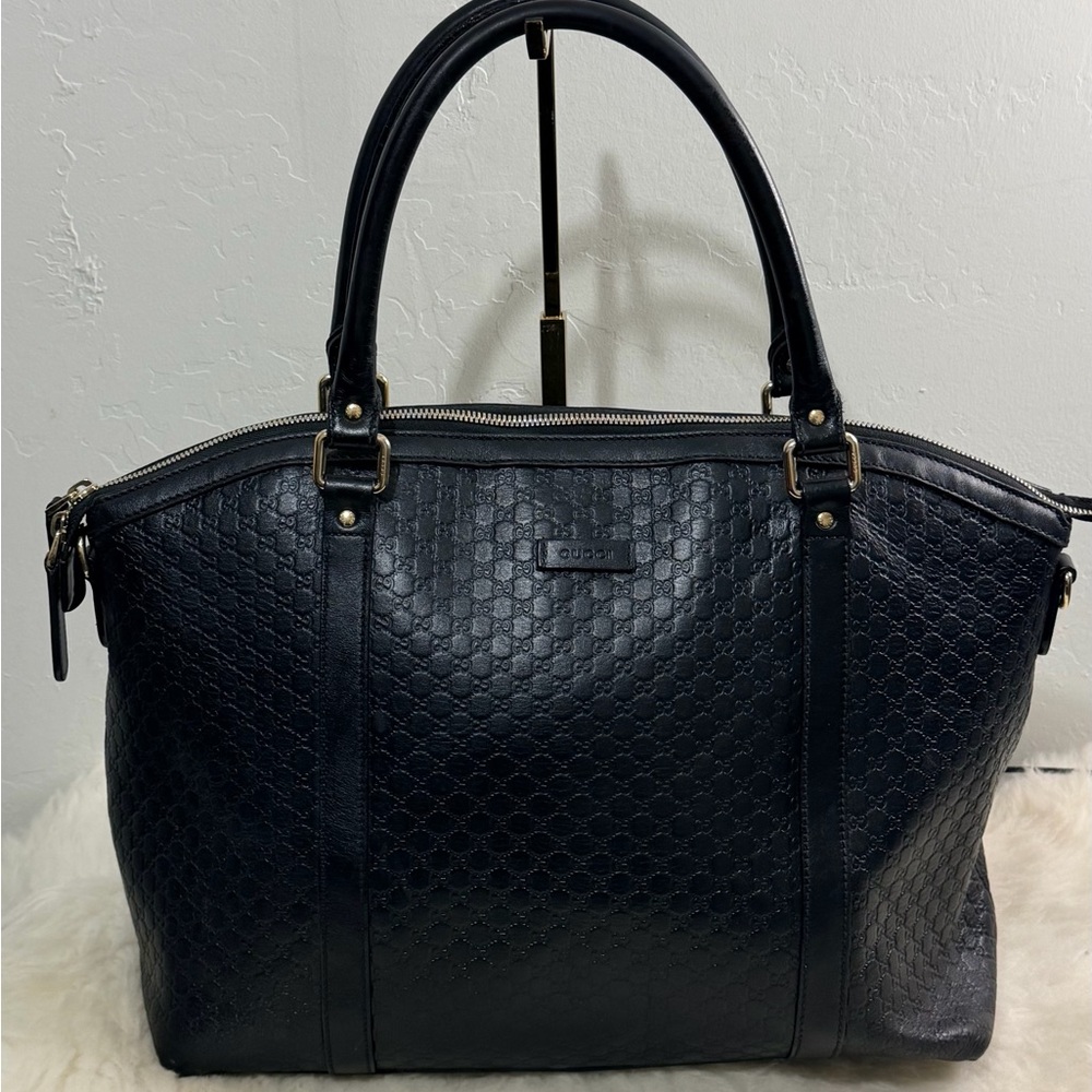Gucci Guccicima  Black Embossed Satchel large